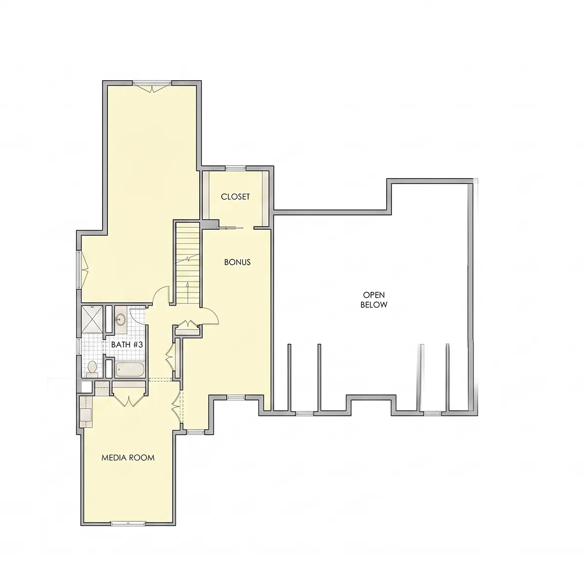 2. stāvs 13 – Mājas projekts ar mansardu 271 m²: 3 Guļamistabas, 4 Vannasistabas, Atvērta virtuve, Garāža — 35545R