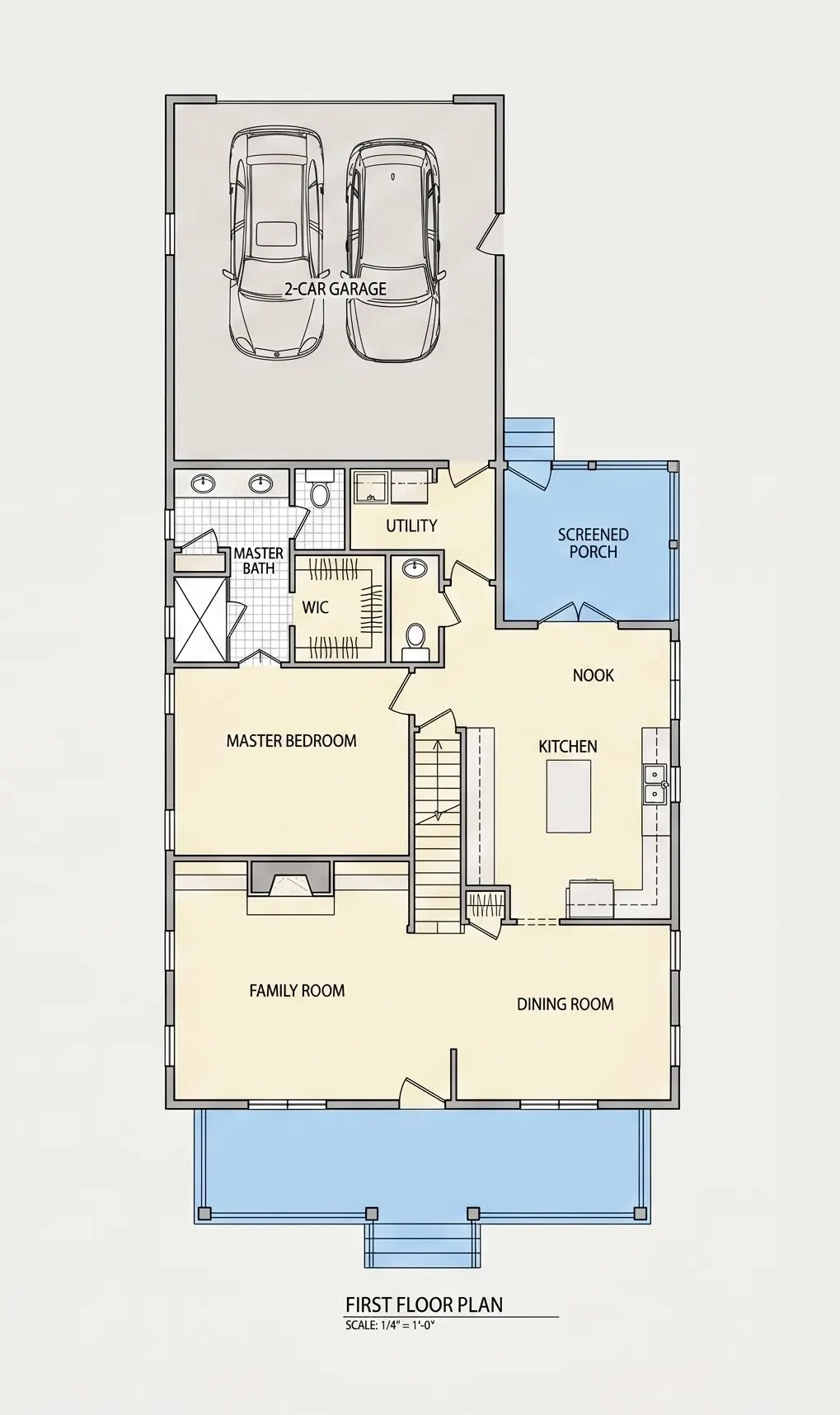 1. stāvs 9 – Divstāvu mājas projekts 262 m²: 3 Guļamistabas, 4 Vannasistabas, Garāža — 65692R