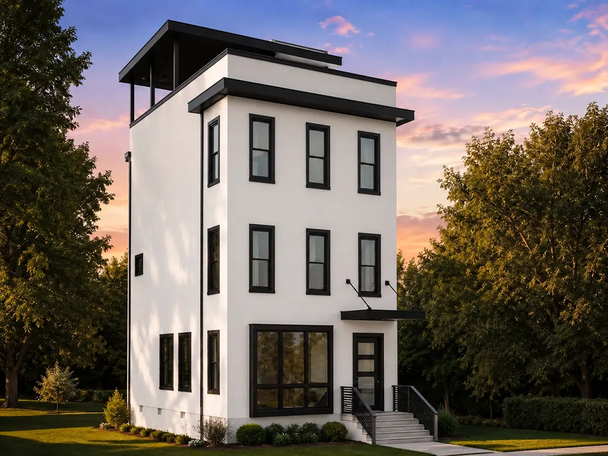 Galvenie attēli 4 – Trīsstāvu mājas projekts 200 m²: 3 Guļamistabas, Darba istaba, 3 Vannasistabas, Atvērta virtuve, bez Garāžas — 94090R