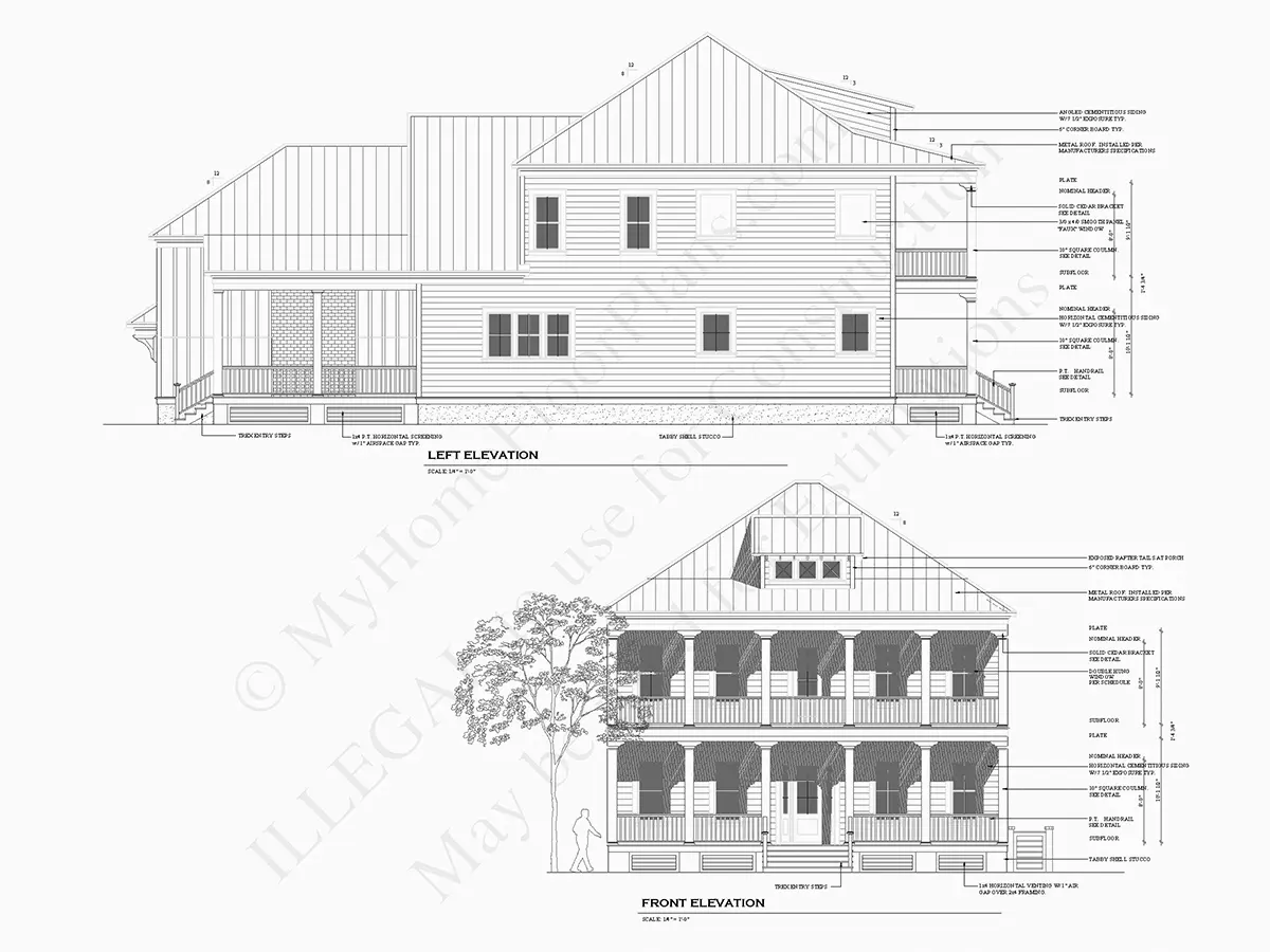 Fasādes 7 – Divstāvu mājas projekts 384 m²: 3 Guļamistabas, 4 Vannasistabas, Garāža — 61518R