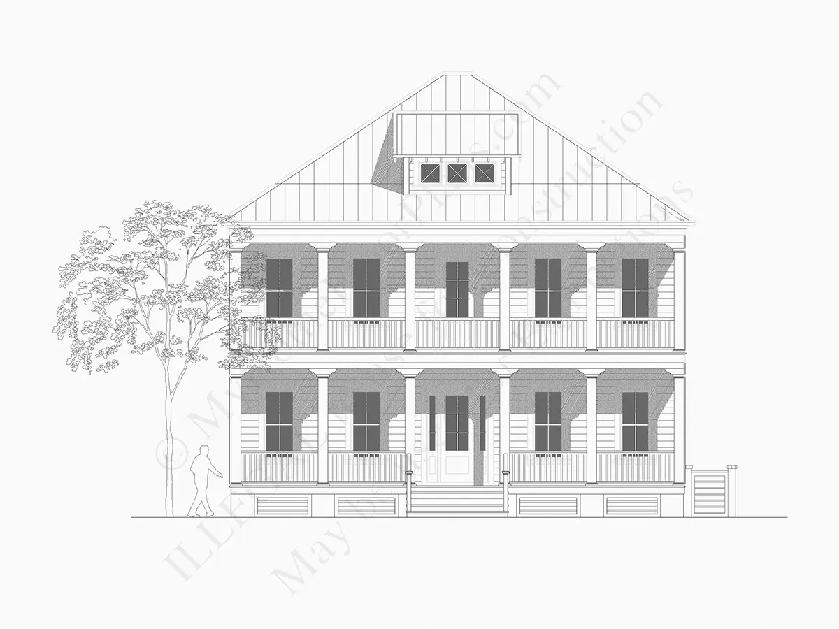 Fasādes 6 – Divstāvu mājas projekts 384 m²: 3 Guļamistabas, 4 Vannasistabas, Garāža — 61518R