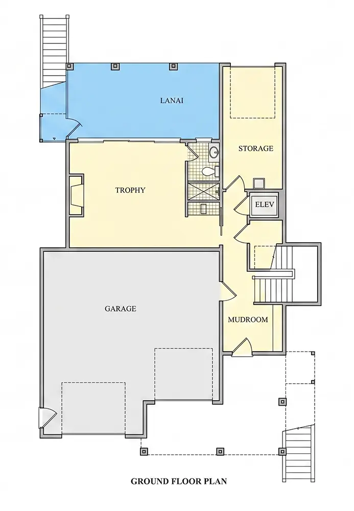 Pagrabs 8 – Trīsstāvu mājas projekts 430 m²: 4 Guļamistabas, Darba istaba, 5 Vannasistabas, Atvērta virtuve, Garāža — 49560R