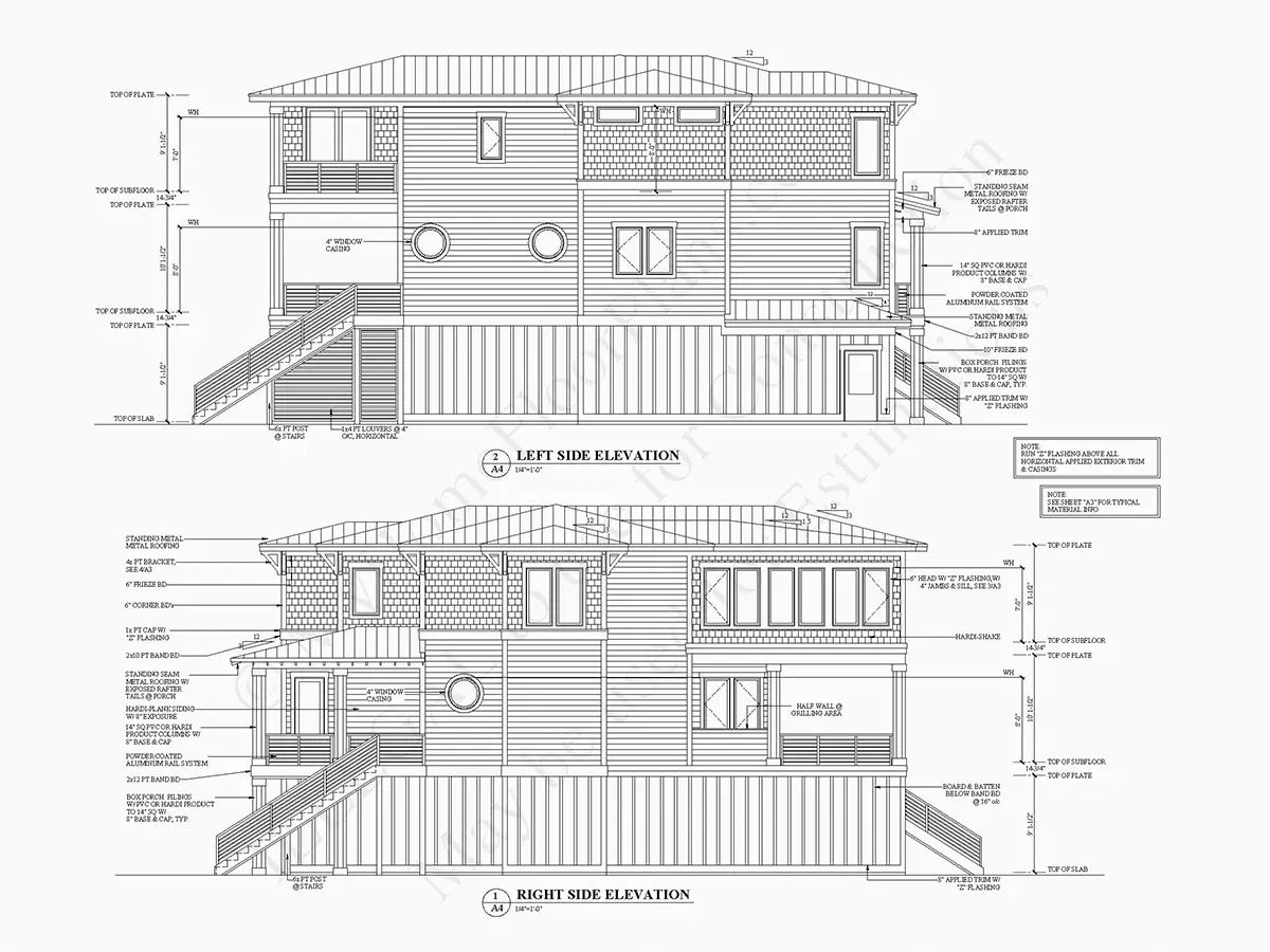 Fasādes 7 – Trīsstāvu mājas projekts 430 m²: 4 Guļamistabas, Darba istaba, 5 Vannasistabas, Atvērta virtuve, Garāža — 49560R