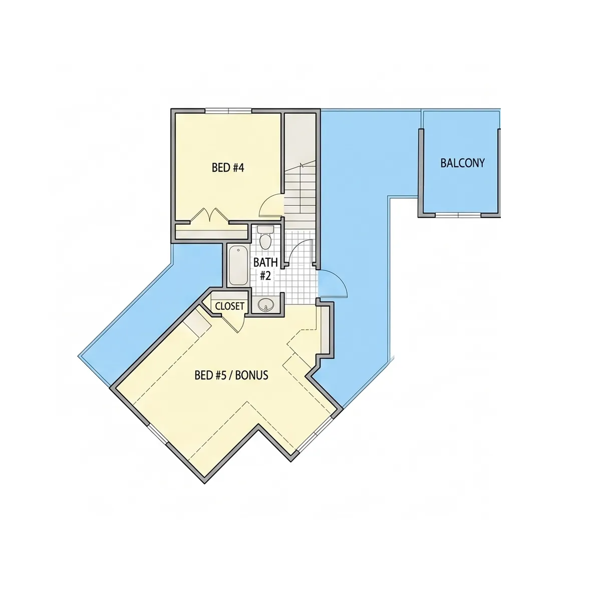 2. stāvs 7 – Mājas projekts ar mansardu 263 m²: 4 Guļamistabas, 4 Vannasistabas, Atvērta virtuve, Garāža — 44273R