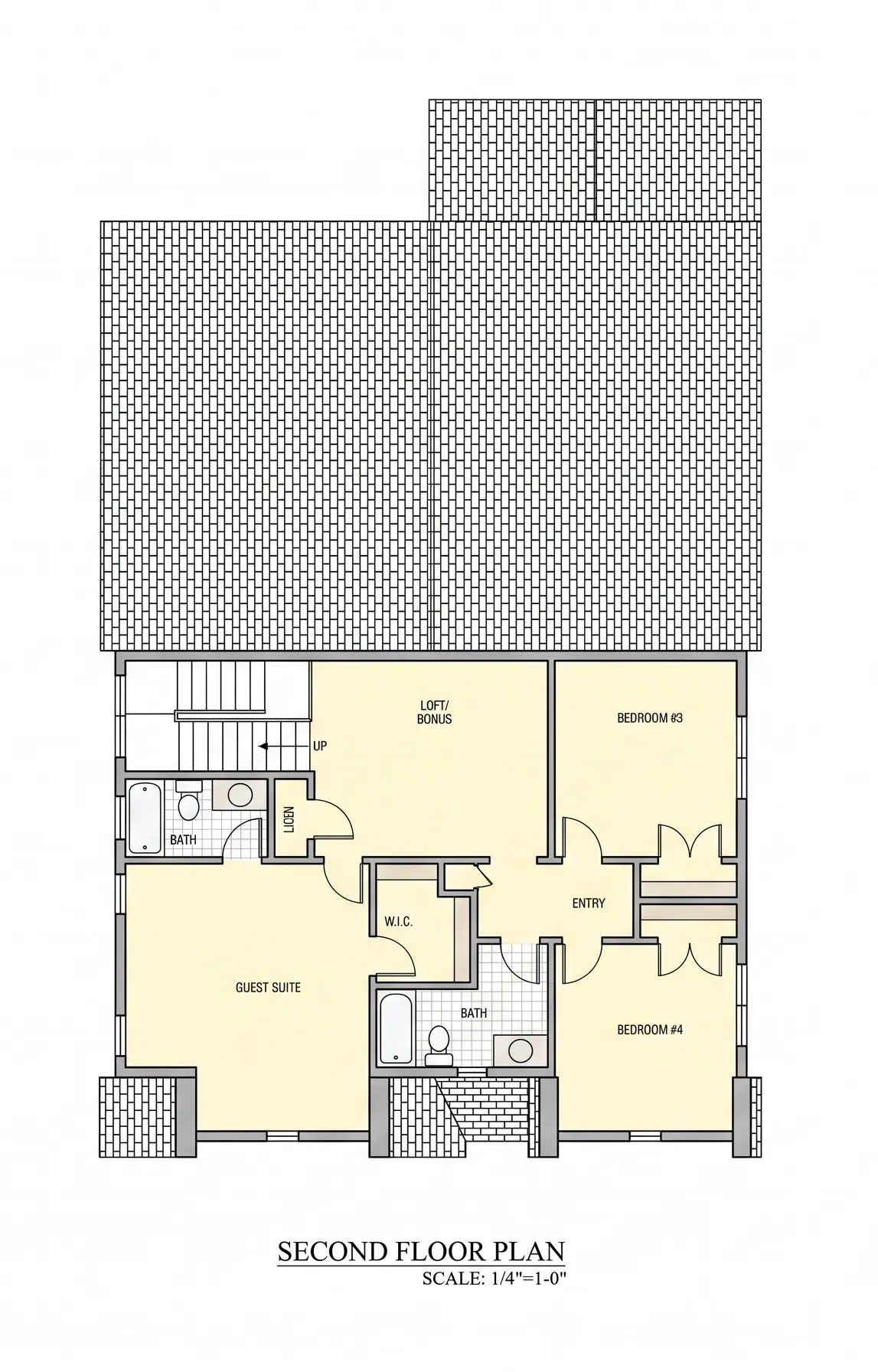 2. stāvs 9 – Divstāvu mājas projekts 286 m²: 4 Guļamistabas, 4 Vannasistabas, Atvērta virtuve, Garāža — 12727R