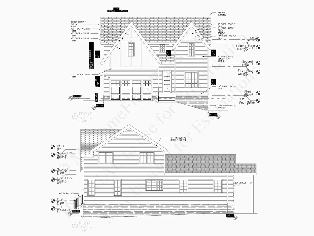 Fasādes 6 – Divstāvu mājas projekts 286 m²: 4 Guļamistabas, 4 Vannasistabas, Atvērta virtuve, Garāža — 12727R