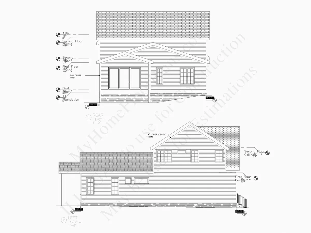 Fasādes 7 – Divstāvu mājas projekts 286 m²: 4 Guļamistabas, 4 Vannasistabas, Atvērta virtuve, Garāža — 12727R