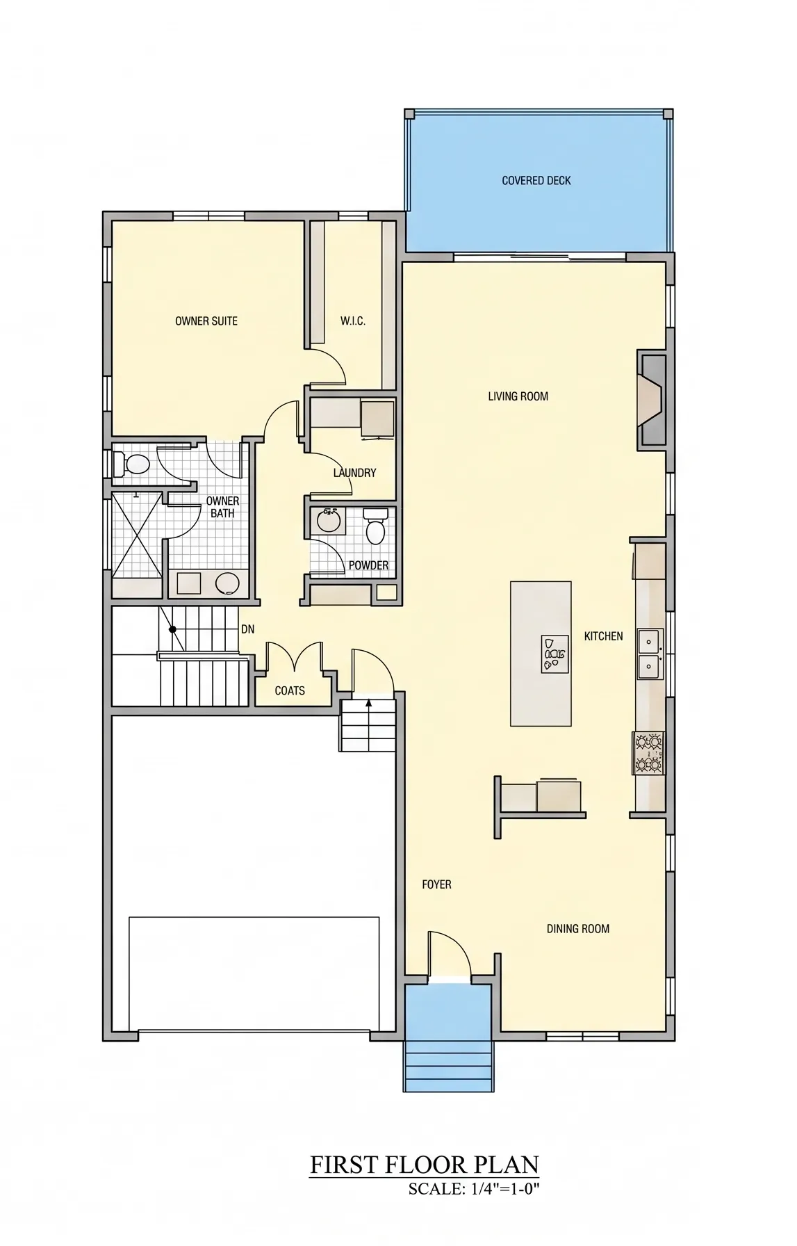 1. stāvs 8 – Divstāvu mājas projekts 286 m²: 4 Guļamistabas, 4 Vannasistabas, Atvērta virtuve, Garāža — 12727R