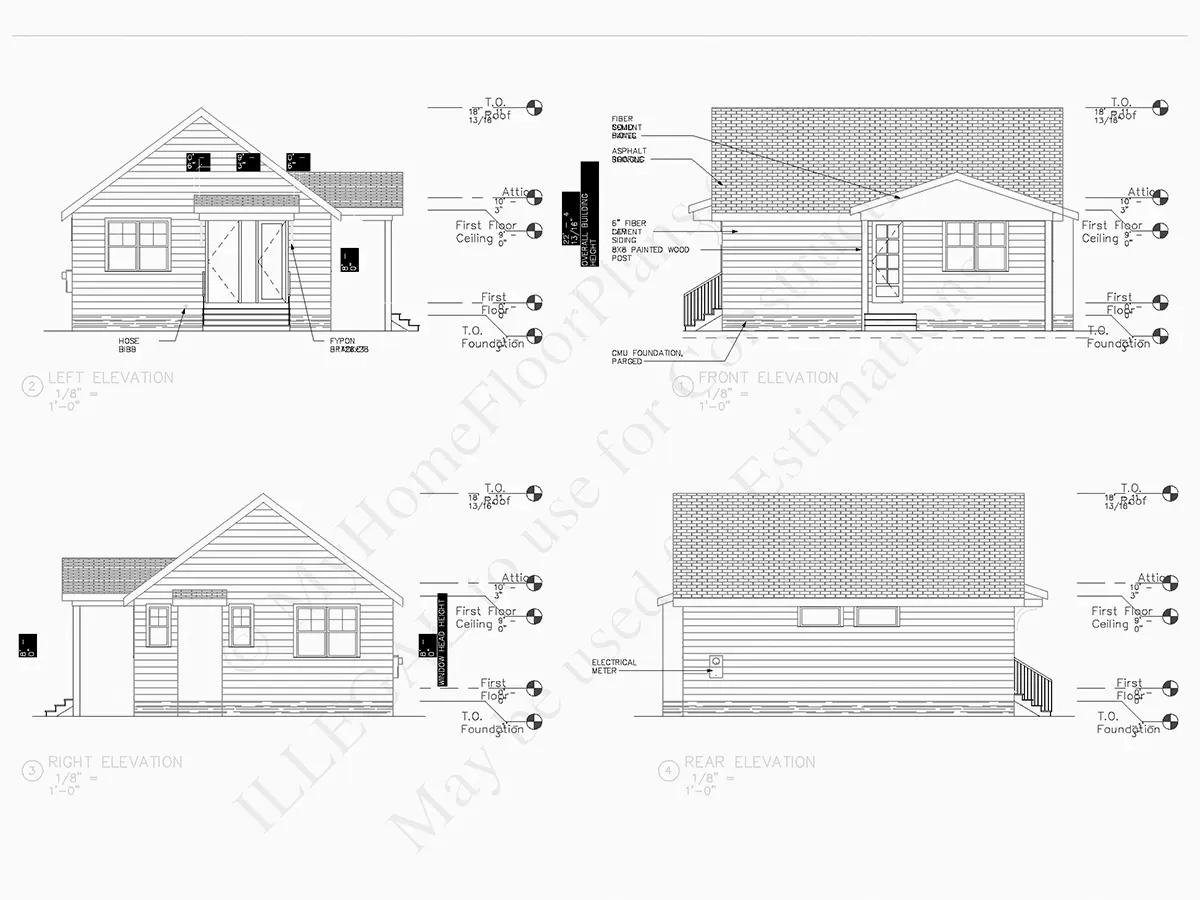 Fasādes 5 – Vienstāva mājas projekts 70 m²: 2 Guļamistabas, 2 Vannasistabas, Atvērta virtuve, bez Garāžas — 10449R