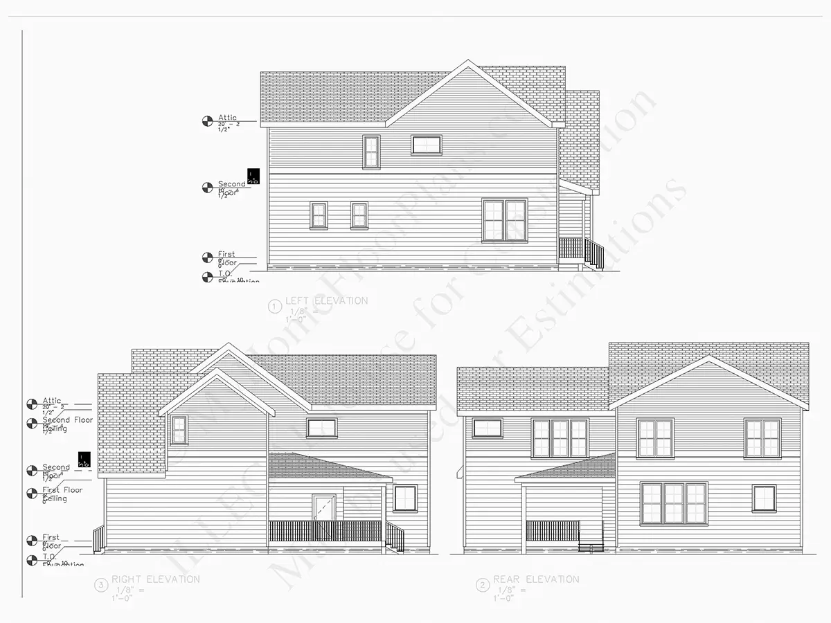 Fasādes 7 – Divstāvu mājas projekts 246 m²: 4 Guļamistabas, Darba istaba, 4 Vannasistabas, Atvērta virtuve, Garāža — 14228R