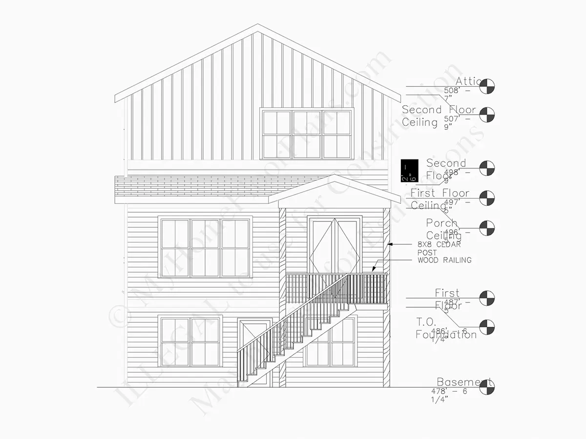 Fasādes 6 – Divstāvu mājas projekts + pagrabu 274 m²: 4 Guļamistabas, Darba istaba, 4 Vannasistabas, Atvērta virtuve, Garāža — 57702R