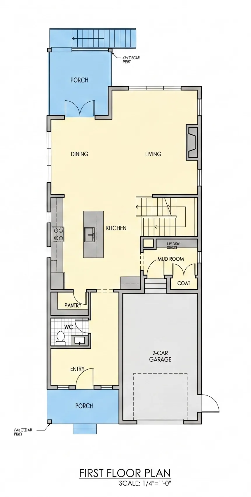 1. stāvs 10 – Divstāvu mājas projekts + pagrabu 274 m²: 4 Guļamistabas, Darba istaba, 4 Vannasistabas, Atvērta virtuve, Garāža — 57702R