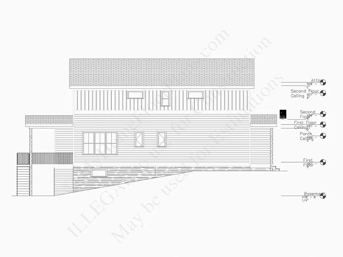 Fasādes 7 – Divstāvu mājas projekts + pagrabu 274 m²: 4 Guļamistabas, Darba istaba, 4 Vannasistabas, Atvērta virtuve, Garāža — 57702R