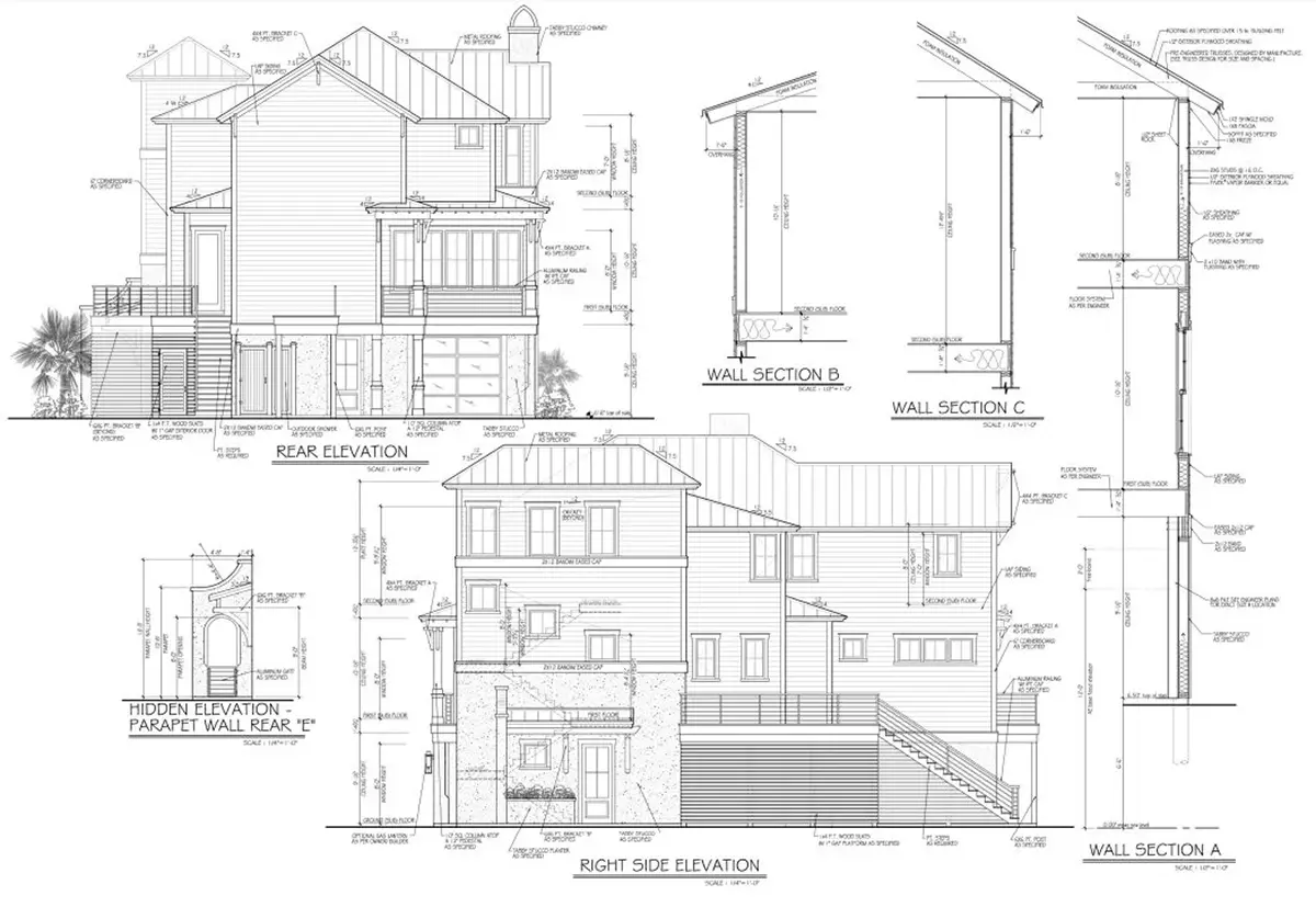 Fasādes 7 – Trīsstāvu mājas projekts 282 m²: 3 Guļamistabas, Darba istaba, 5 Vannasistabas, Atvērta virtuve, Garāža — 55837R