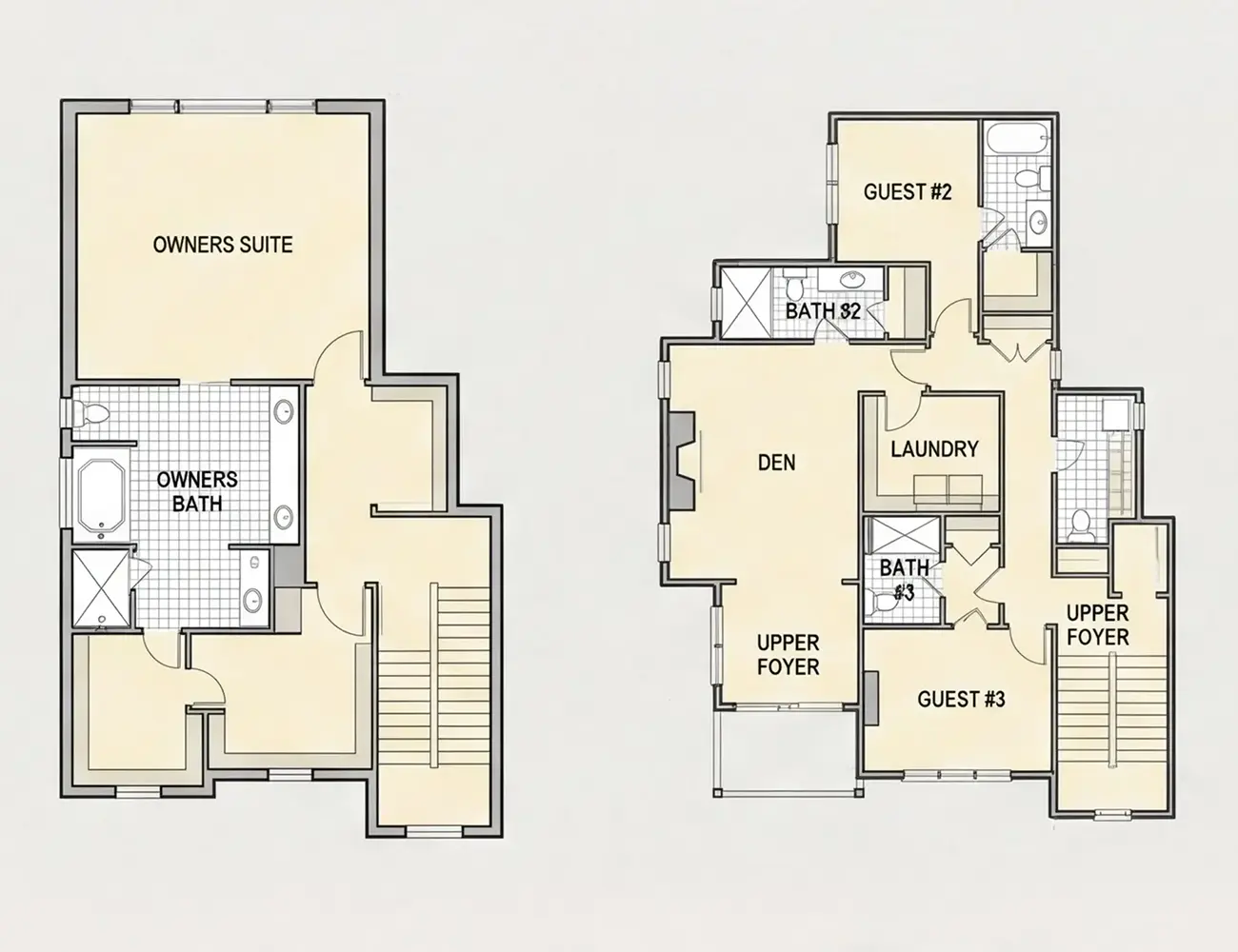 2. stāvs 10 – Trīsstāvu mājas projekts 282 m²: 3 Guļamistabas, Darba istaba, 5 Vannasistabas, Atvērta virtuve, Garāža — 55837R