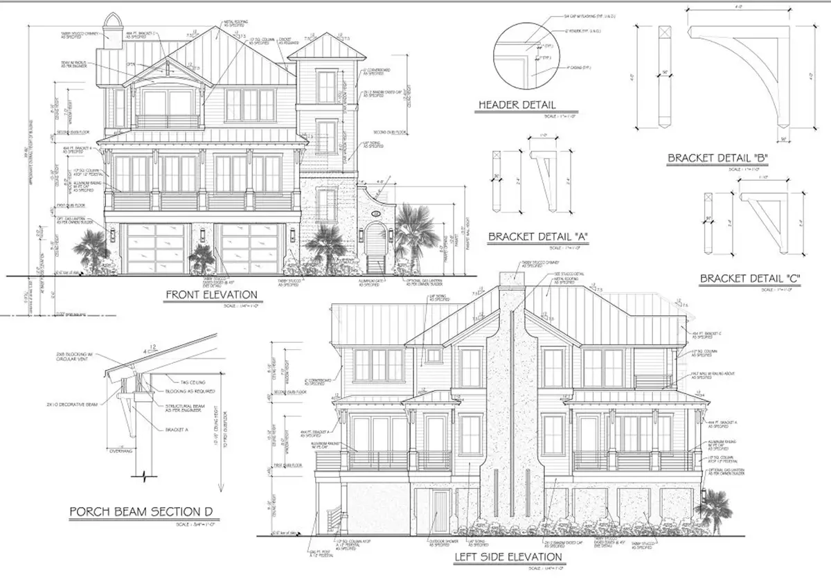 Fasādes 6 – Trīsstāvu mājas projekts 282 m²: 3 Guļamistabas, Darba istaba, 5 Vannasistabas, Atvērta virtuve, Garāža — 55837R