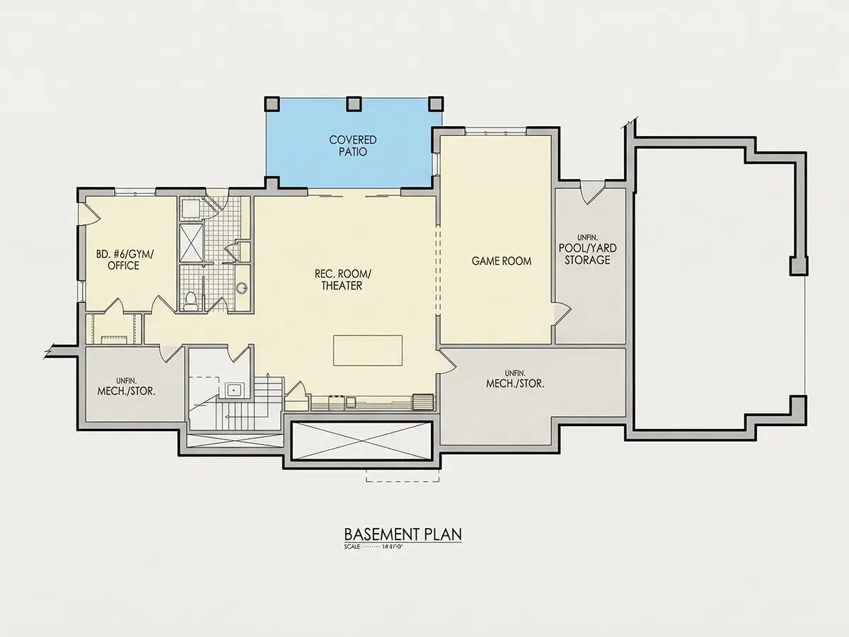 Pagrabs 8 – Divstāvu mājas projekts + pagrabu 632 m²: 5 Guļamistabas, Darba istaba, 6 Vannasistabas, Atvērta virtuve, Garāža — 85765R