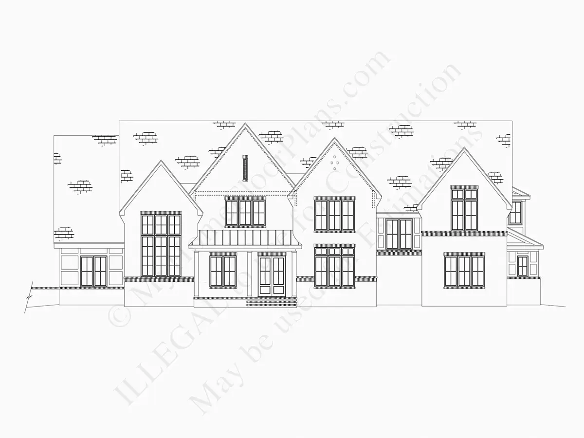 Fasādes 5 – Divstāvu mājas projekts + pagrabu 632 m²: 5 Guļamistabas, Darba istaba, 6 Vannasistabas, Atvērta virtuve, Garāža — 85765R