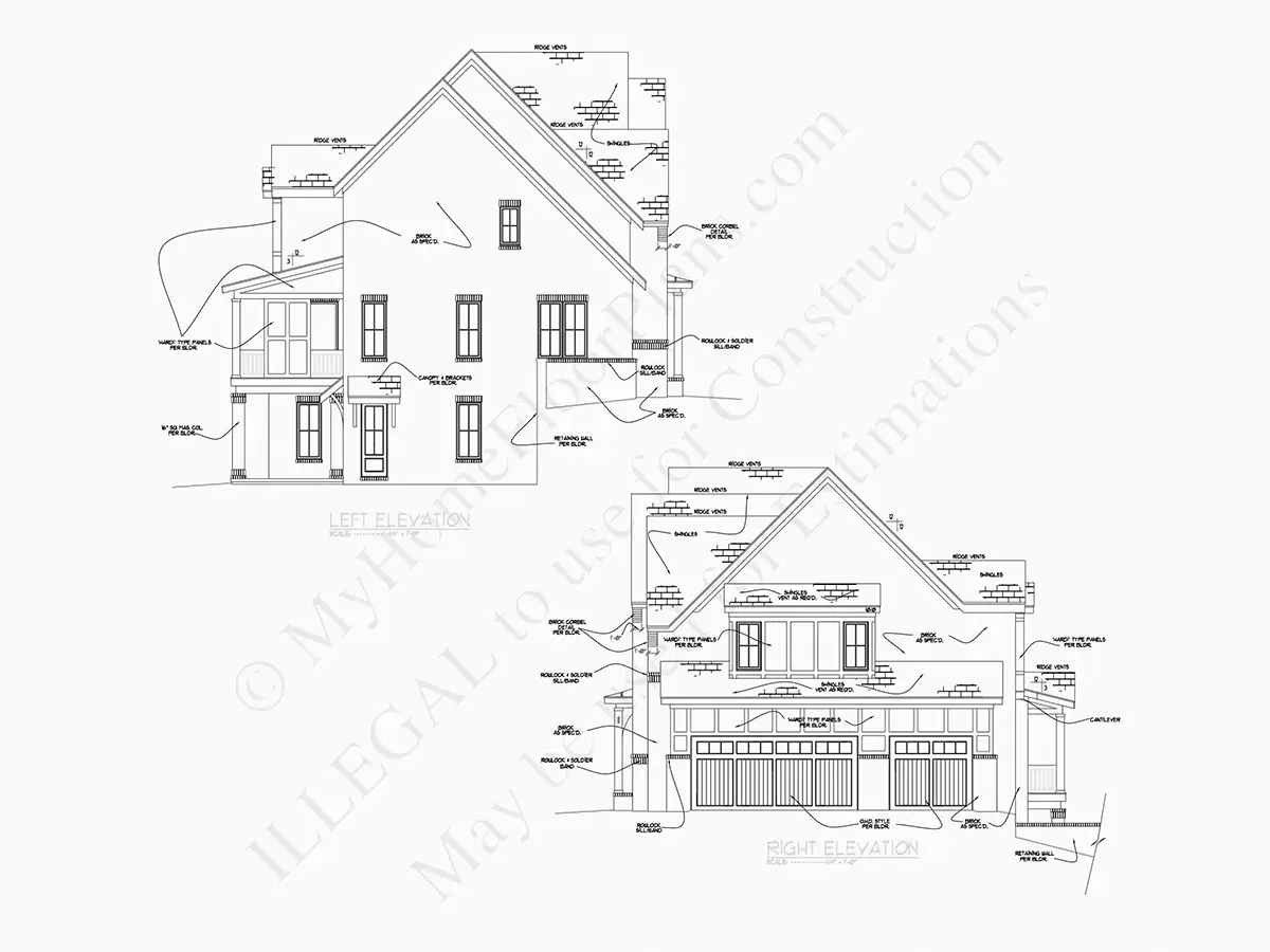 Fasādes 7 – Divstāvu mājas projekts + pagrabu 632 m²: 5 Guļamistabas, Darba istaba, 6 Vannasistabas, Atvērta virtuve, Garāža — 85765R