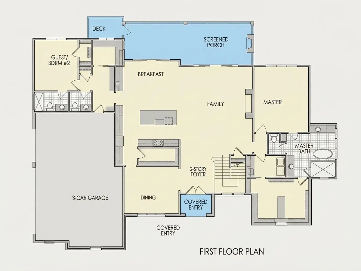 1. stāvs 24 – Mājas projekts ar mansardu 399 m²: 5 Guļamistabas, 7 Vannasistabas, Atvērta virtuve, Garāža — 51547R