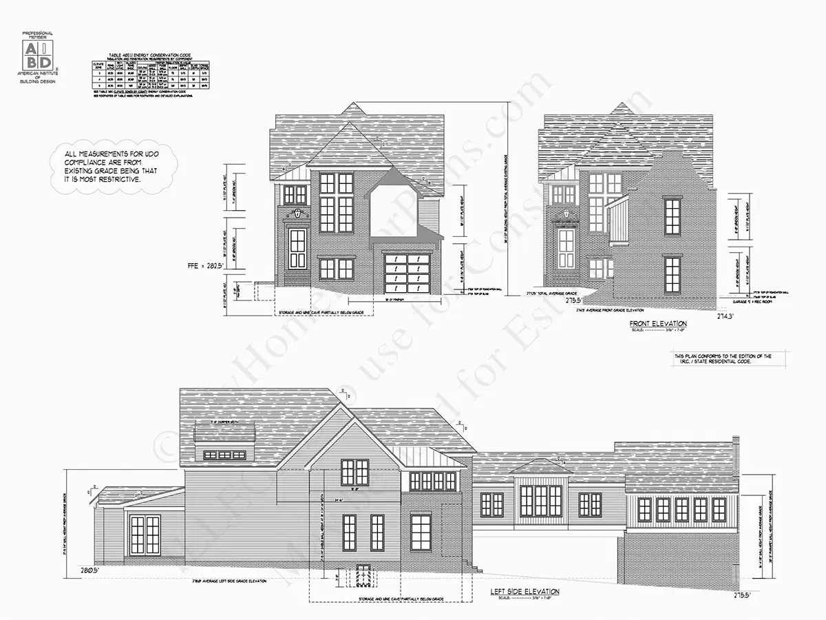 Fasādes 7 – Divstāvu mājas projekts + pagrabu 414 m²: 4 Guļamistabas, Darba istaba, 6 Vannasistabas, Atvērta virtuve, Garāža — 50387R
