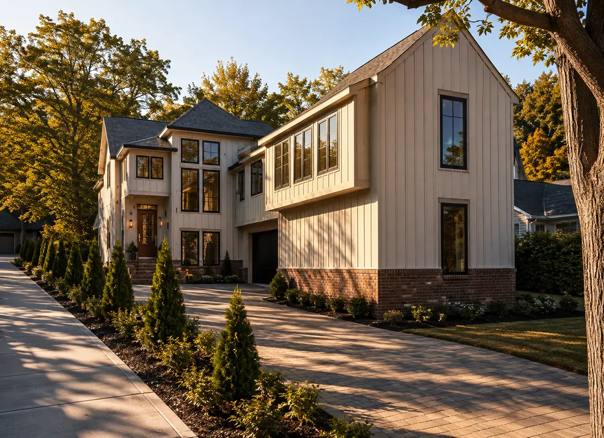 Galvenie attēli 2 – Divstāvu mājas projekts + pagrabu 414 m²: 4 Guļamistabas, Darba istaba, 6 Vannasistabas, Atvērta virtuve, Garāža — 50387R