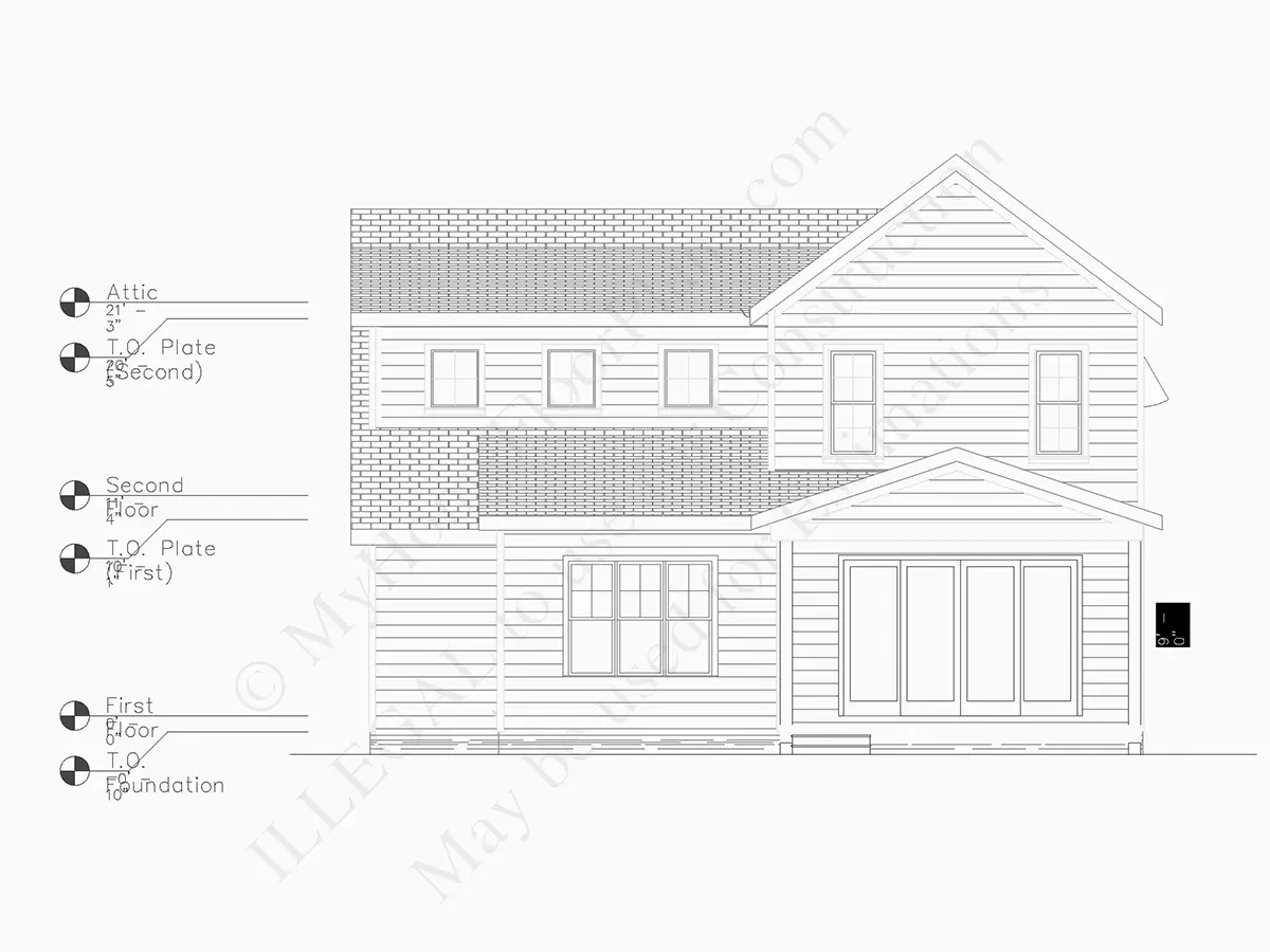 Fasādes 7 – Divstāvu mājas projekts 240 m²: 3 Guļamistabas, Darba istaba, 3 Vannasistabas, Atvērta virtuve, Garāža — 94159R