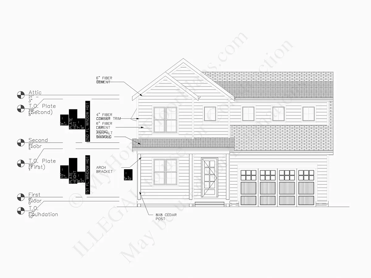 Fasādes 5 – Divstāvu mājas projekts 240 m²: 3 Guļamistabas, Darba istaba, 3 Vannasistabas, Atvērta virtuve, Garāža — 94159R