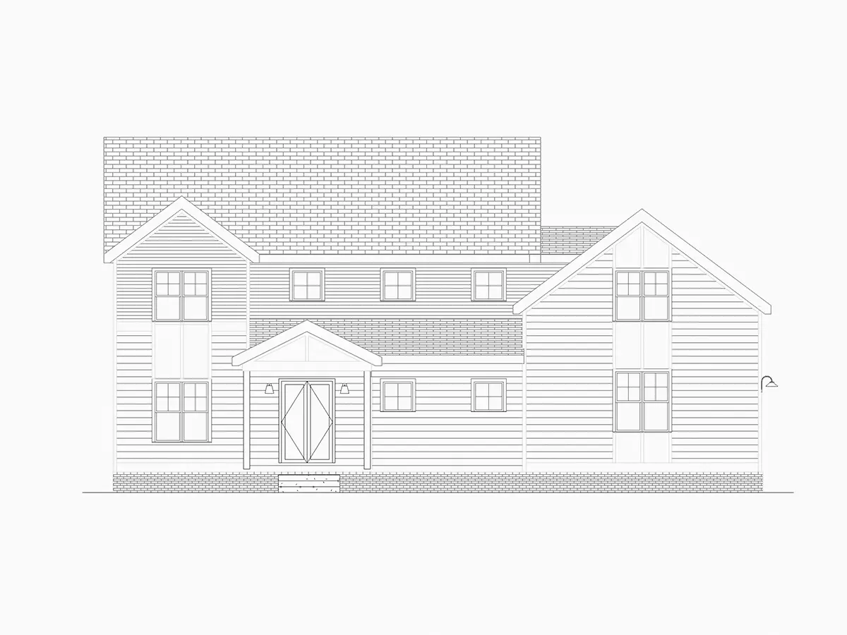 Fasādes 5 – Divstāvu mājas projekts 356 m²: 4 Guļamistabas, 4 Vannasistabas, Atvērta virtuve, Garāža — 13464R