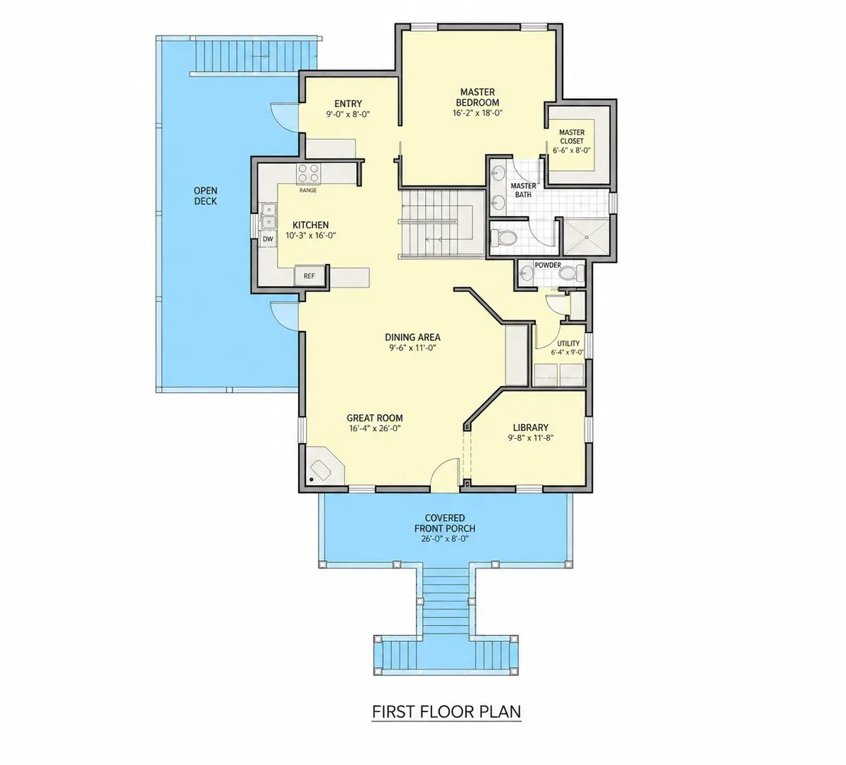 1. stāvs 27 – Trīsstāvu mājas projekts 204 m²: 3 Guļamistabas, 4 Vannasistabas, bez Garāžas — 44908R