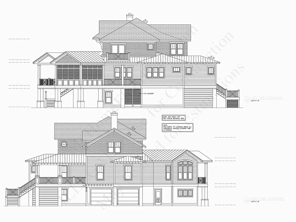 Fasādes 31 – Trīsstāvu mājas projekts 585 m²: 5 Guļamistabas, Darba istaba, 7 Vannasistabas, Atvērta virtuve, Garāža — 10297R