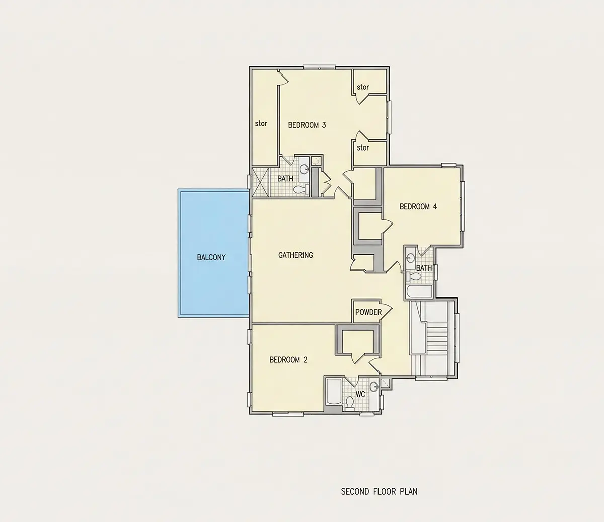 2. stāvs 34 – Trīsstāvu mājas projekts 585 m²: 5 Guļamistabas, Darba istaba, 7 Vannasistabas, Atvērta virtuve, Garāža — 10297R