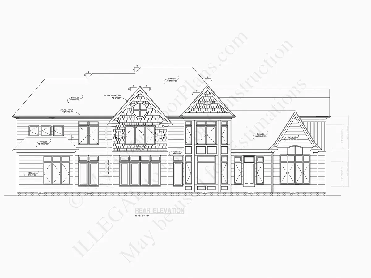 Fasādes 8 – Divstāvu mājas projekts 497 m²: 4 Guļamistabas, Darba istaba, 6 Vannasistabas, Atvērta virtuve, Garāža — 82132R