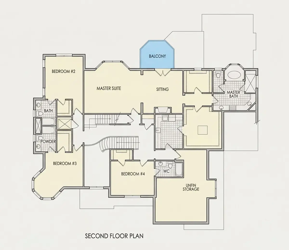 2. stāvs 22 – Trīsstāvu mājas projekts 497 m²: 5 Guļamistabas, Darba istaba, 6 Vannasistabas, Garāža — 85576R