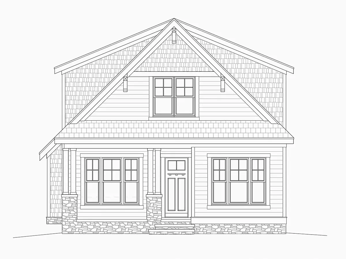 Fasādes 7 – Mājas projekts ar mansardu 292 m²: 4 Guļamistabas, Darba istaba, 3 Vannasistabas, Atvērta virtuve, bez Garāžas — 57107R