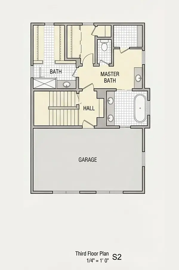 3. stāvs 8 – Trīsstāvu mājas projekts 251 m²: 5 Guļamistabas, Darba istaba, 4 Vannasistabas, Atvērta virtuve, bez Garāžas — 24322R
