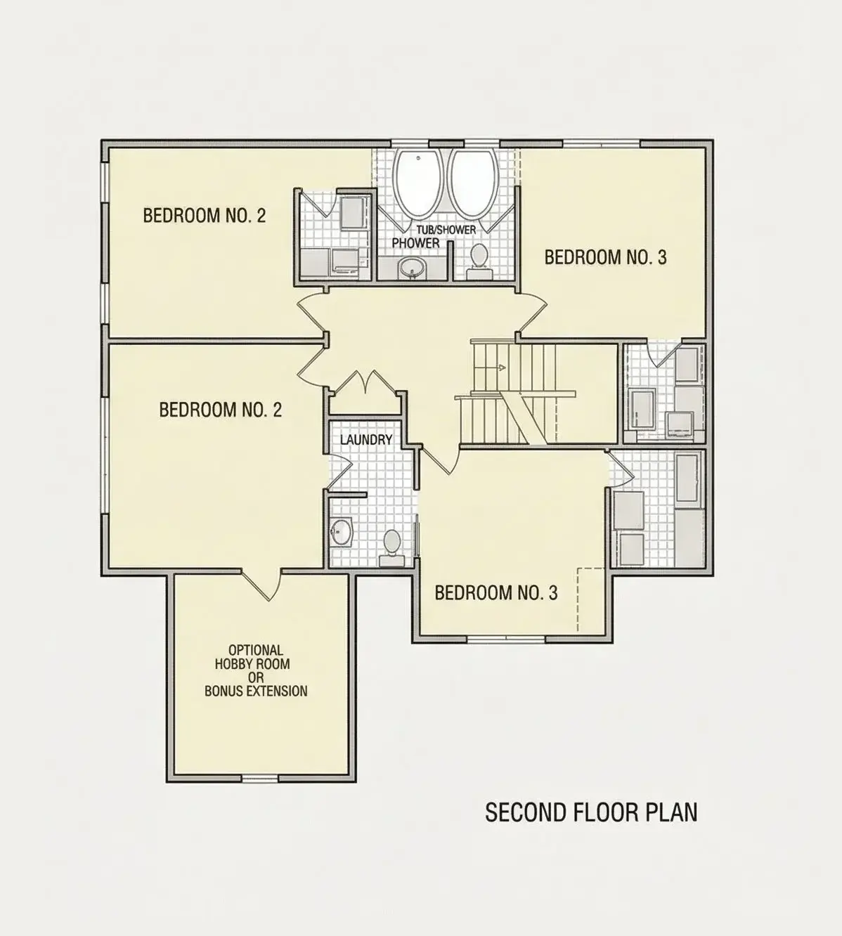 2. stāvs 19 – Divstāvu mājas projekts 318 m²: 5 Guļamistabas, 4 Vannasistabas, Atvērta virtuve, Garāža — 70890R