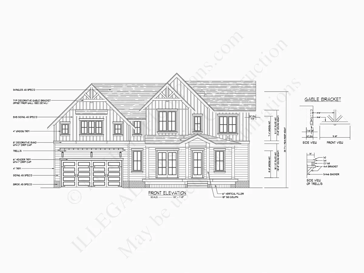 Fasādes 18 – Divstāvu mājas projekts 293 m²: 3 Guļamistabas, Darba istaba, 4 Vannasistabas, Atvērta virtuve, Garāža — 21252R