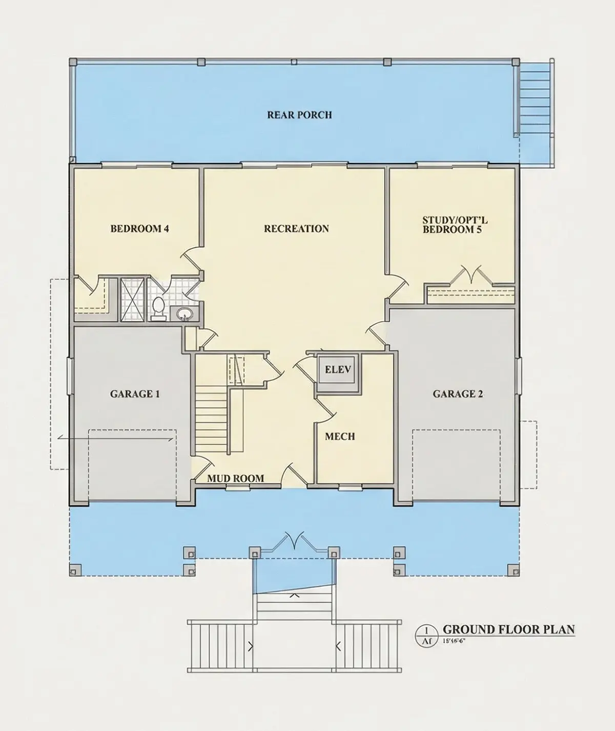 Pagrabs 8 – Trīsstāvu mājas projekts 434 m²: 4 Guļamistabas, Darba istaba, 4 Vannasistabas, Atvērta virtuve, Garāža — 92833R