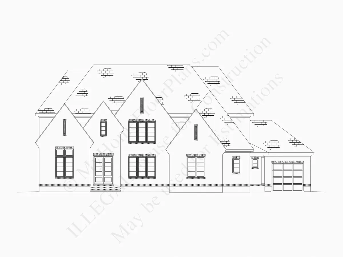 Fasādes 21 – Divstāvu mājas projekts + pagrabu 599 m²: 6 Guļamistabas, Darba istaba, 8 Vannasistabas, Atvērta virtuve, Garāža — 36963R