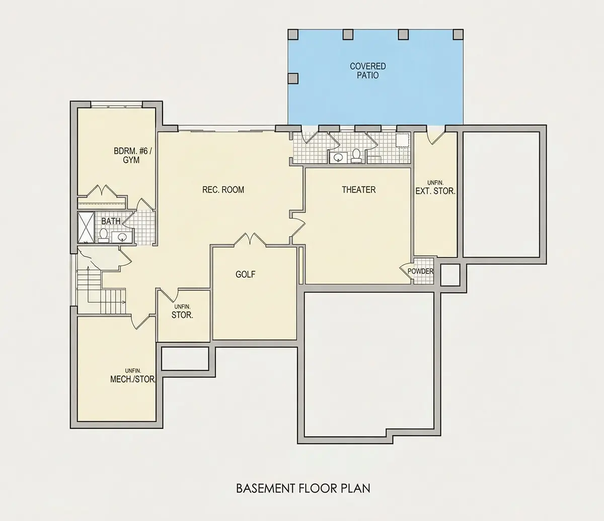 Pagrabs 24 – Divstāvu mājas projekts + pagrabu 599 m²: 6 Guļamistabas, Darba istaba, 8 Vannasistabas, Atvērta virtuve, Garāža — 36963R