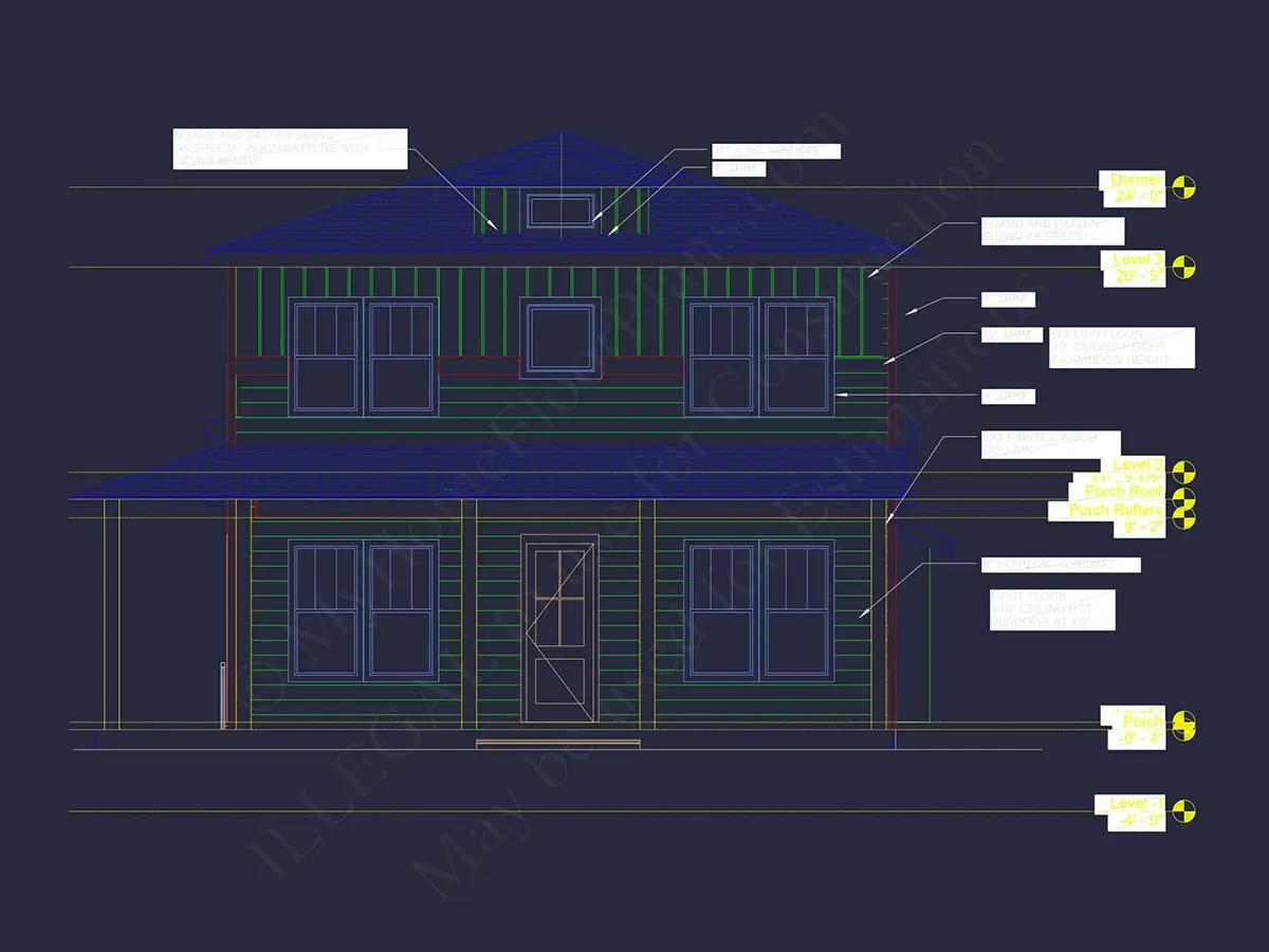 Fasādes 20 – Divstāvu mājas projekts 246 m²: 3 Guļamistabas, Darba istaba, 4 Vannasistabas, Atvērta virtuve, bez Garāžas — 39006R