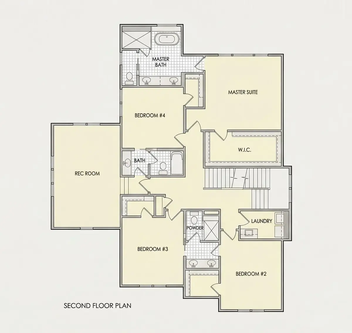 2. stāvs 23 – Divstāvu mājas projekts 413 m²: 5 Guļamistabas, 5 Vannasistabas, Atvērta virtuve, Garāža — 95263R