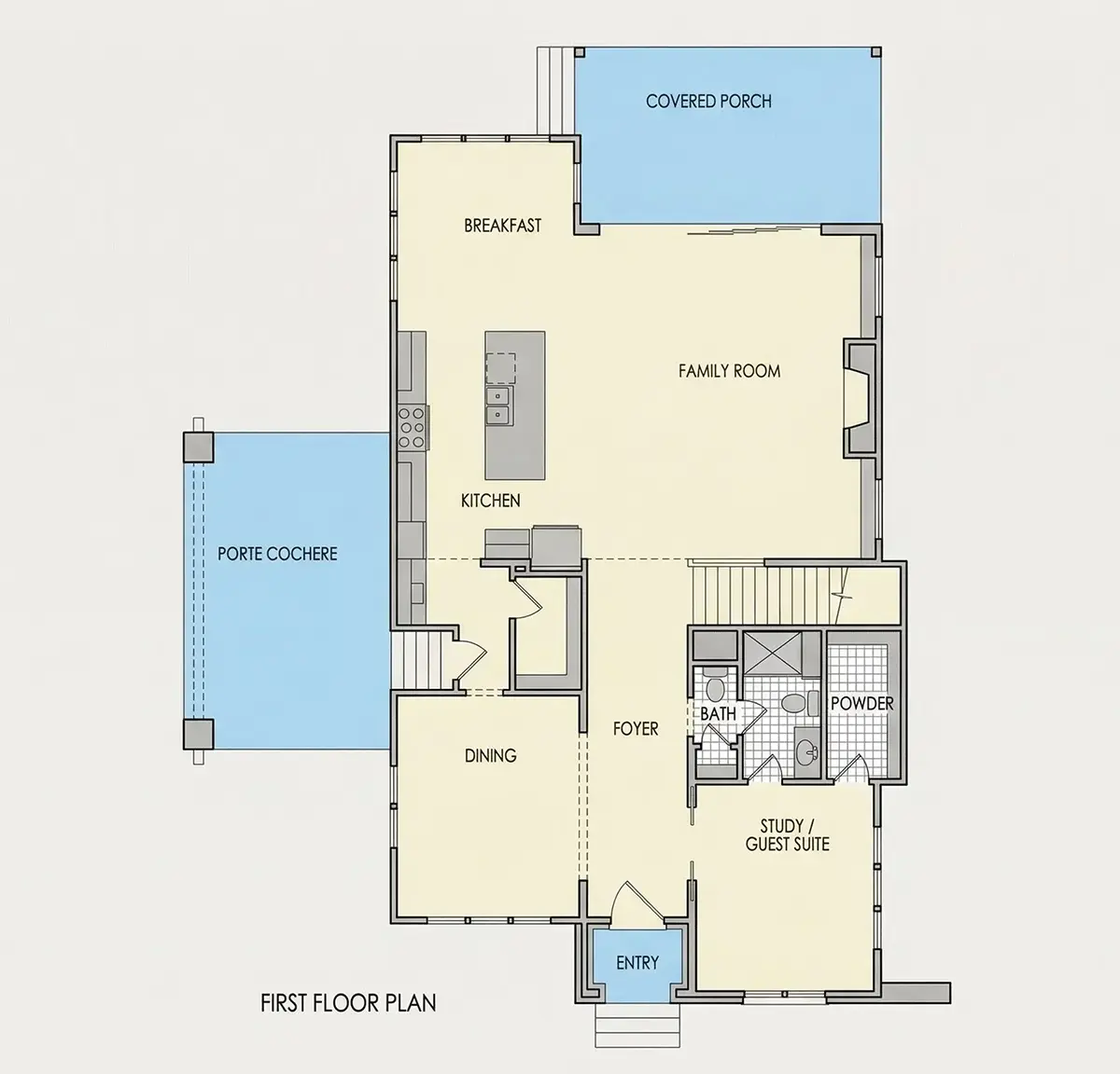 1. stāvs 22 – Divstāvu mājas projekts 413 m²: 5 Guļamistabas, 5 Vannasistabas, Atvērta virtuve, Garāža — 95263R