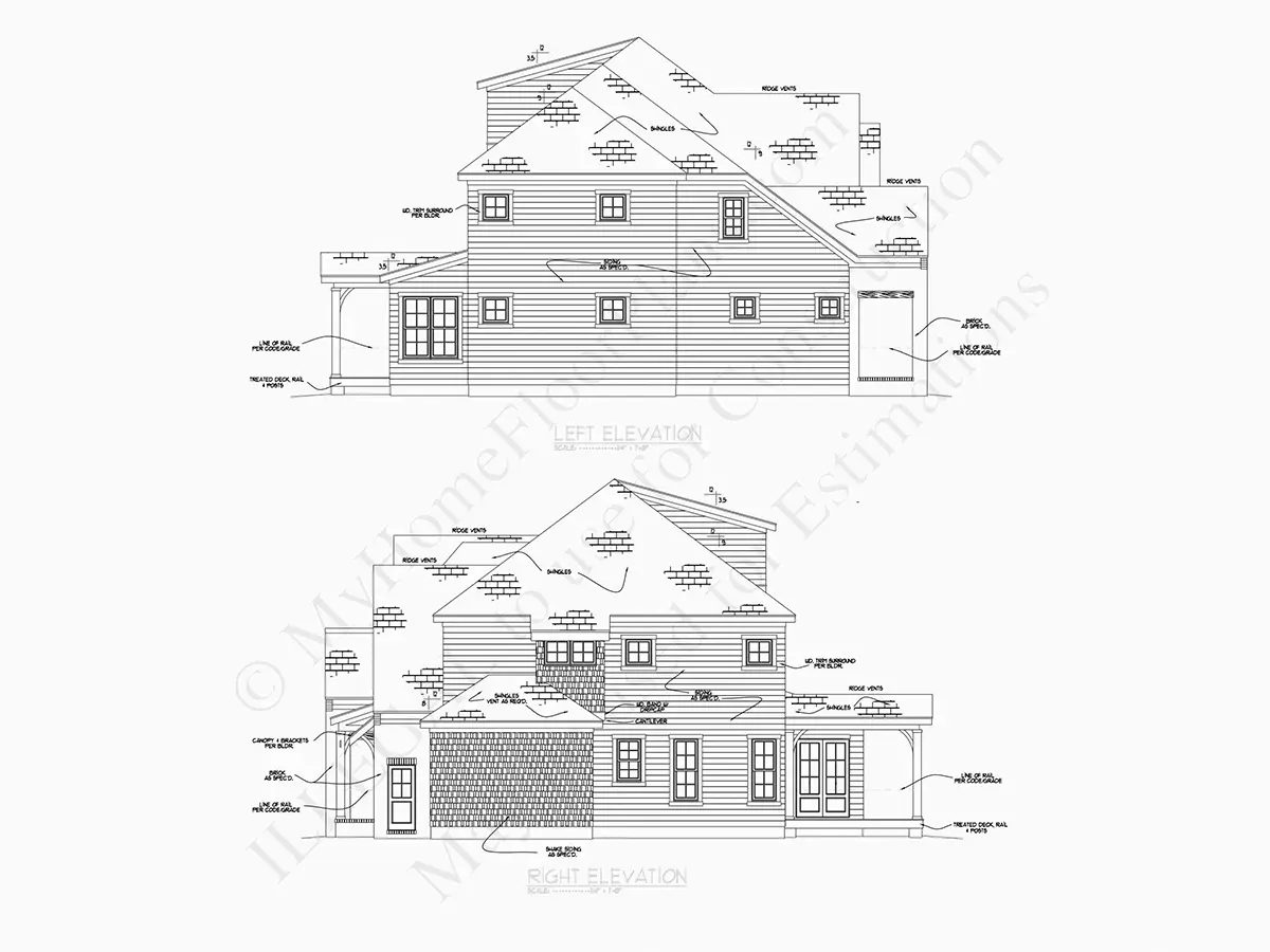Fasādes 7 – Divstāvu mājas projekts 299 m²: 4 Guļamistabas, 5 Vannasistabas, Atvērta virtuve, Garāža — 29805R
