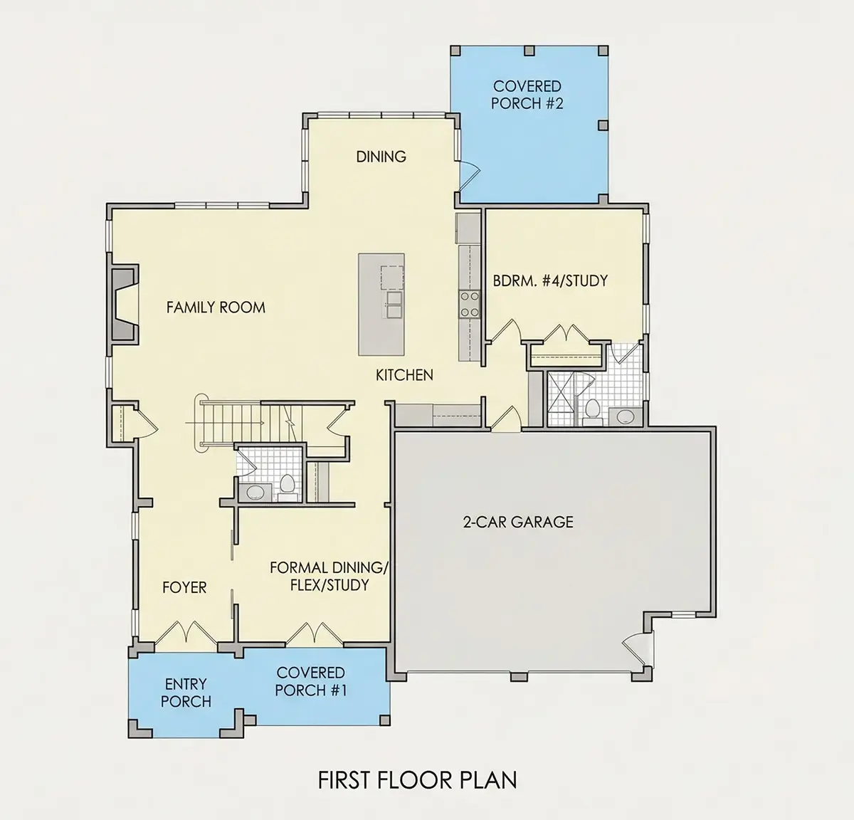 1. stāvs 8 – Divstāvu mājas projekts 299 m²: 4 Guļamistabas, 5 Vannasistabas, Atvērta virtuve, Garāža — 29805R