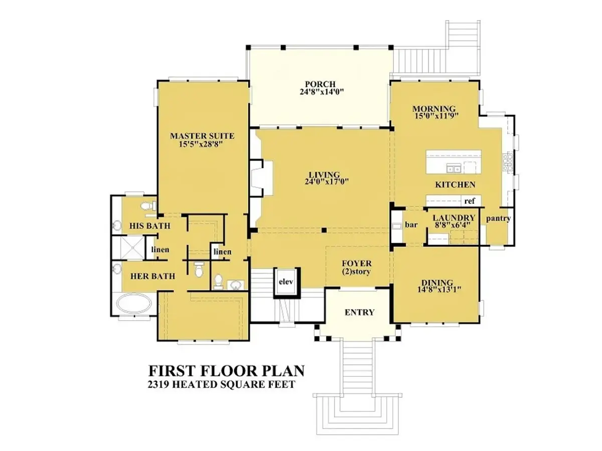 1. stāvs 9 – Trīsstāvu mājas projekts 573 m²: 4 Guļamistabas, 6 Vannasistabas, Atvērta virtuve, Garāža — 90915R