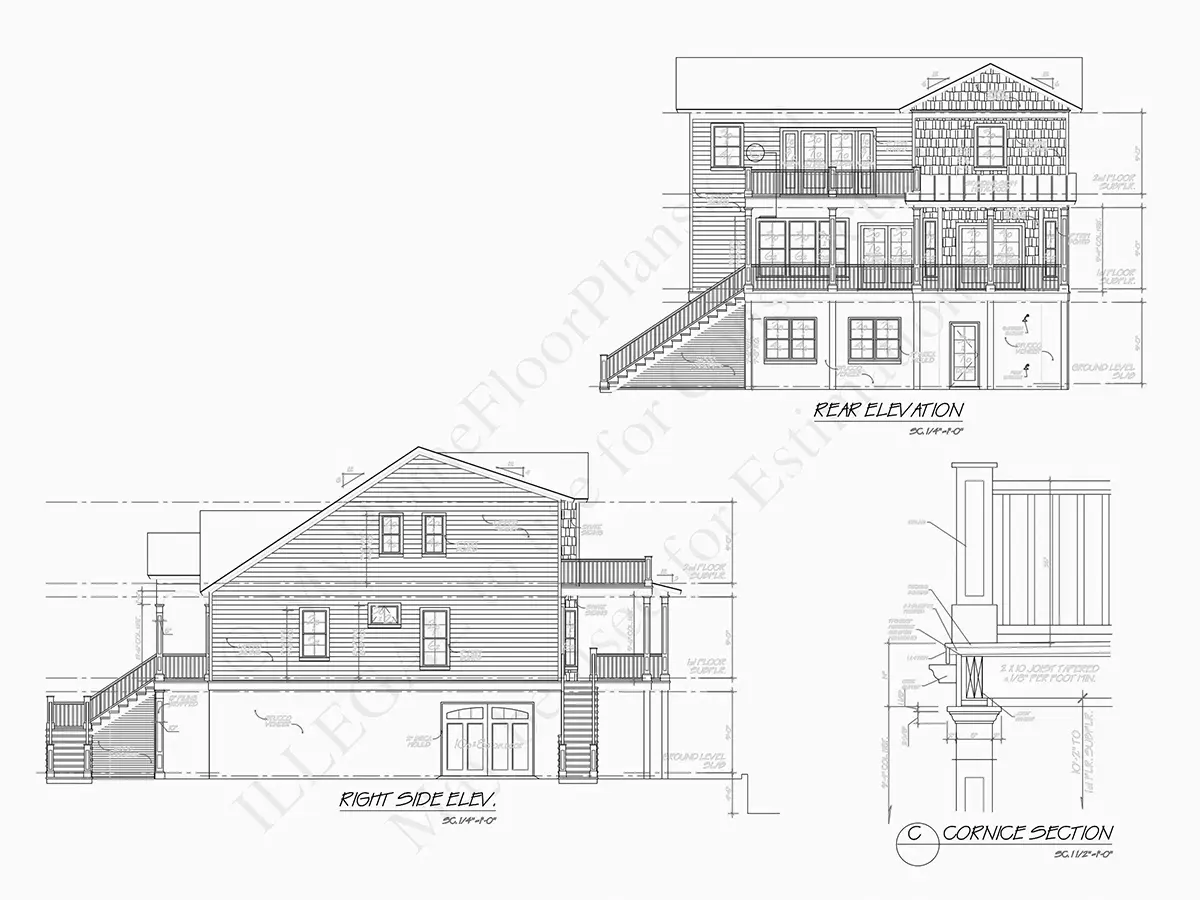 Fasādes 7 – Trīsstāvu mājas projekts 250 m²: 4 Guļamistabas, 3 Vannasistabas, Atvērta virtuve, Garāža — 25020R