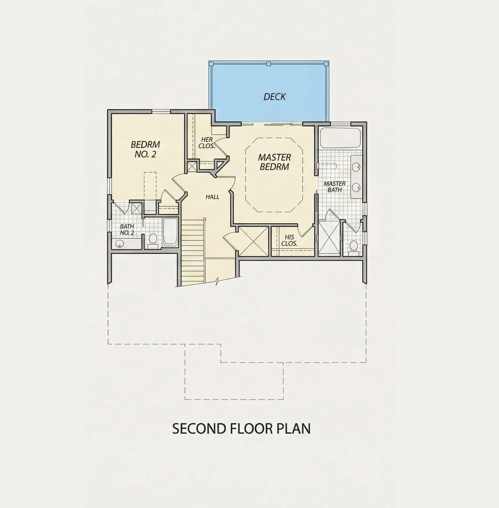 2. stāvs 10 – Trīsstāvu mājas projekts 250 m²: 4 Guļamistabas, 3 Vannasistabas, Atvērta virtuve, Garāža — 25020R