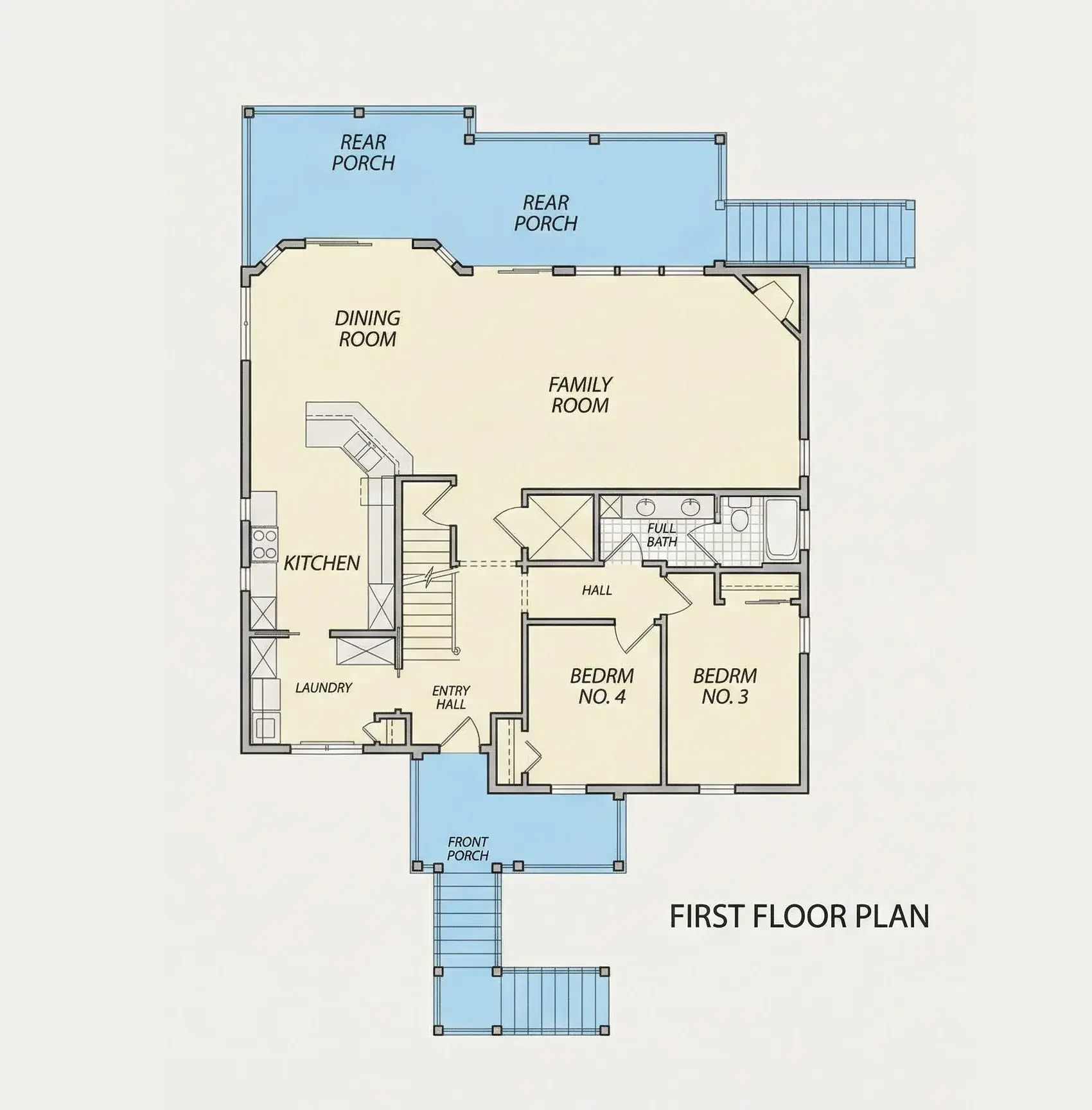 1. stāvs 9 – Trīsstāvu mājas projekts 250 m²: 4 Guļamistabas, 3 Vannasistabas, Atvērta virtuve, Garāža — 25020R